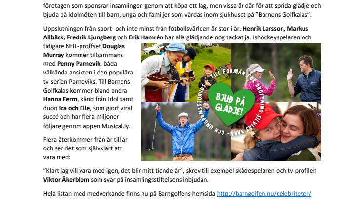 Kändisarna och proffsen i Barngolfen 2018 klara 