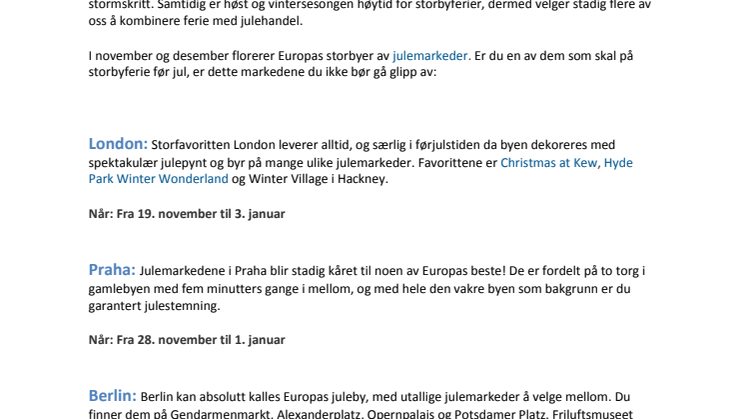 Europas beste julemarkeder