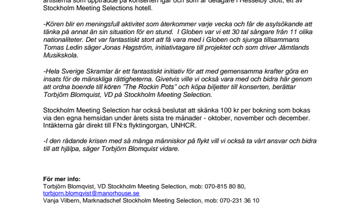Stockholm Meeting Selection stödjer människor på flykt