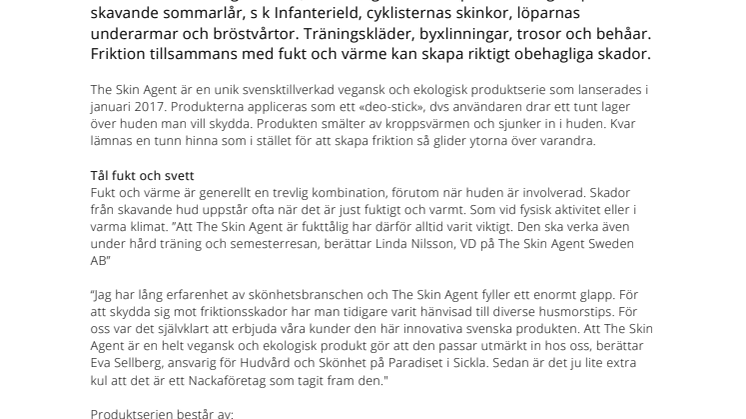 Paradiset väljer unik svensk hudvårdsserie som skyddar mot skav och friktionsskador