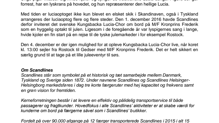 Luciaoptog på Scandlines-færgen