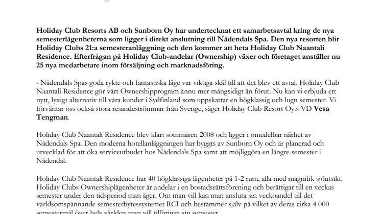Nådendals Spa blir del av Holiday Club 
