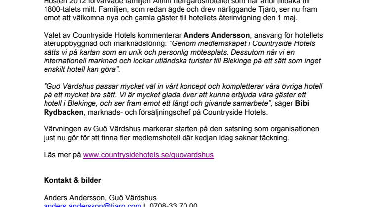 Nytt medlemshotell till Countryside Hotels