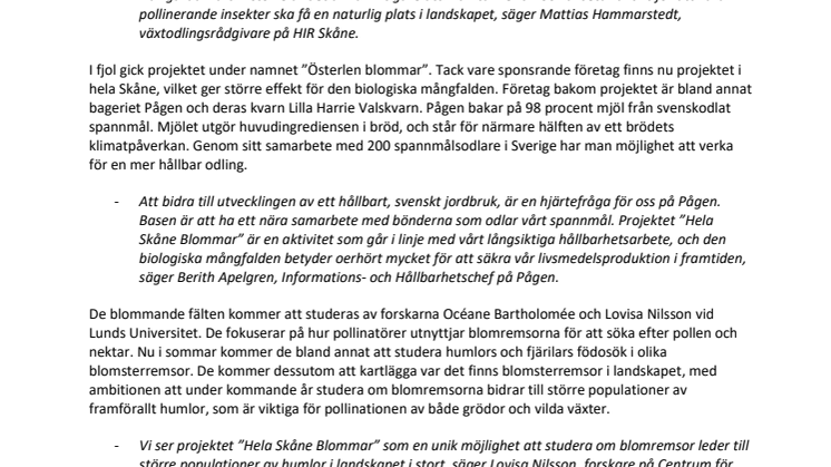 ​”Hela Skåne Blommar” – projekt för biologisk mångfald