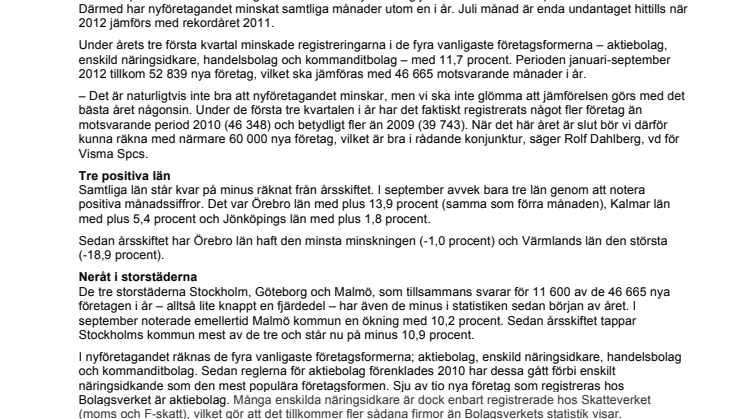 Fortsatt neråt för nyföretagandet i tuff jämförelse