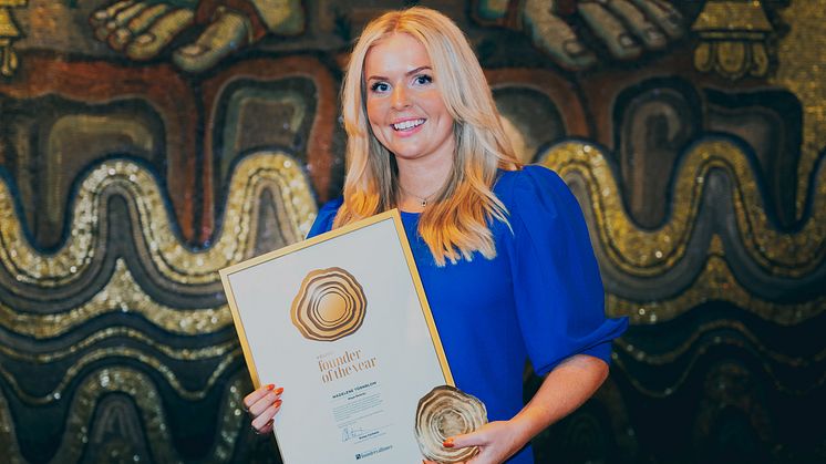 Madelene Törnblom, founder of Maya Delorez received the Growth Rings in Gold for the global award Young Founder of the Year at the Founders Awards Gala held at Stockholm City Hall on September 22.