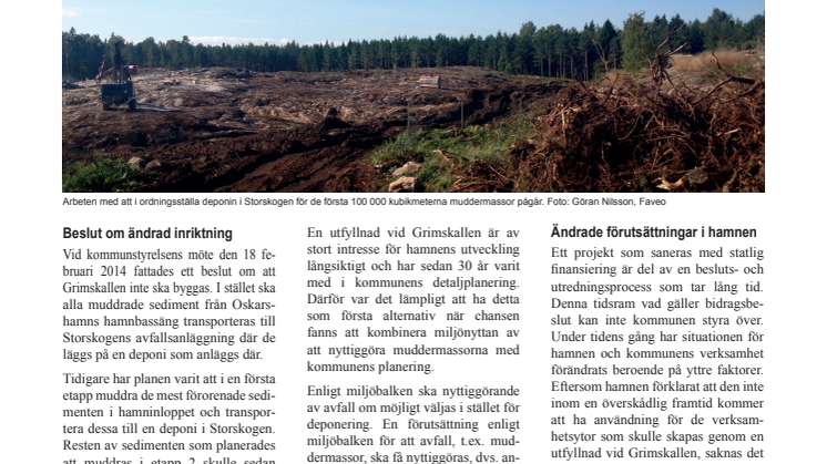 Nyhetsbrev 13 - sanering av Oskarshamns hamnbassäng