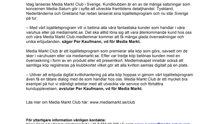 Media Markt lanserar kundklubb