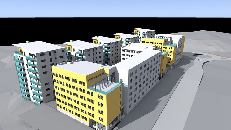 Skiss studentbostäder Campus Flemingsberg