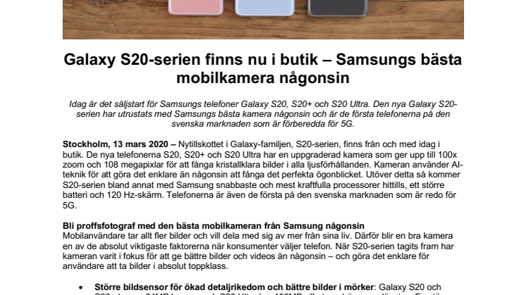 Galaxy S20-serien finns nu i butik – Samsungs bästa mobilkamera någonsin