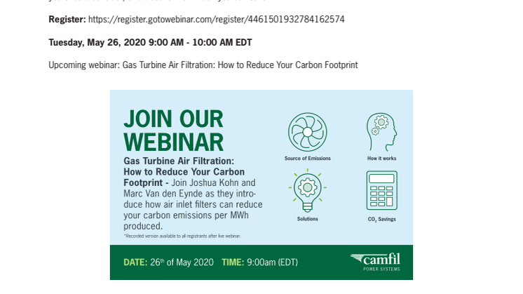 Webinar: Gas Turbine Air Filtration - How to Reduce Your Carbon Footprint