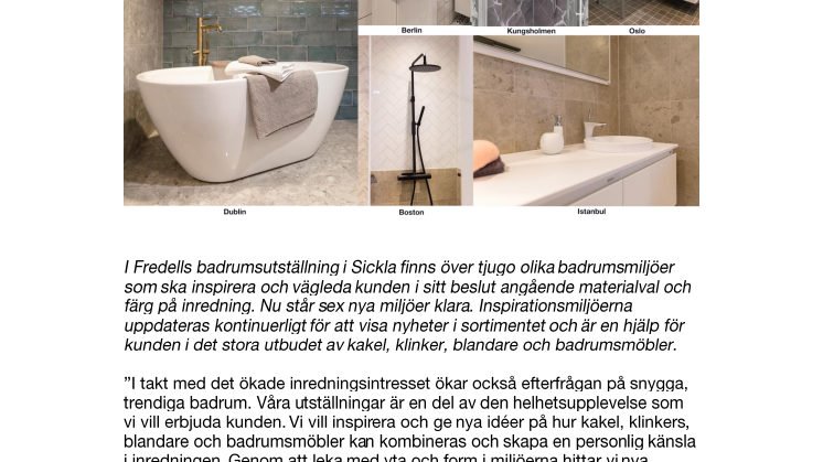 Nya badrumsmiljöer hos Fredells Byggvaruhus