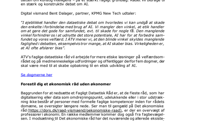 Mennesket eller maskinen – hvem er mest etisk? – ATV’s Digitale Vismandsråd nedsætter fagligt dataetisk råd - PDF
