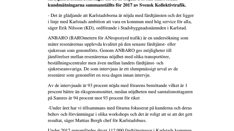Högt betyg för färdtjänsten i Karlstad