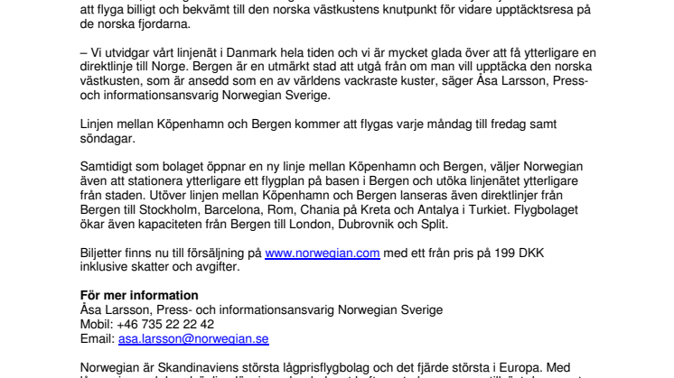 Sydsvenskar får ny direktlinje från Köpenhamn med Norwegian
