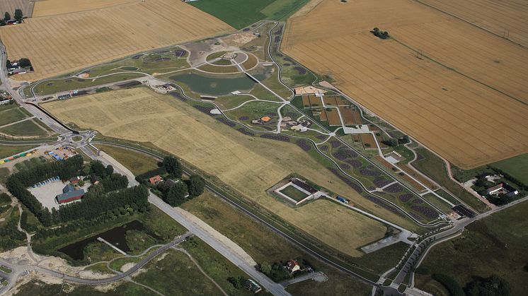 I området mellan Brunnshögsgatan och den till sommaren 2022 invigda Kunskapsparken ska Råängen växa fram. Foto: Perry Nordeng
