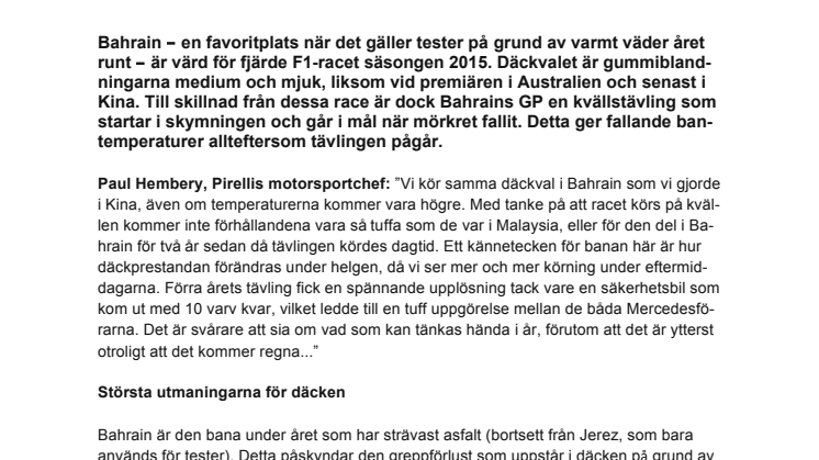Utmaning för däcken i Bahrains GP, första kvällsracet