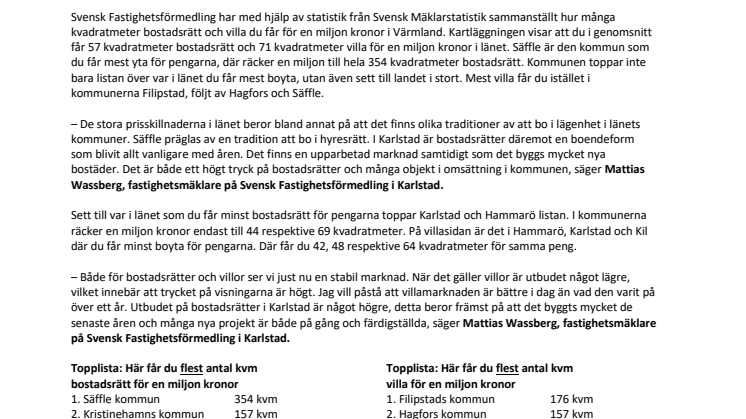 Ny kartläggning visar: Här får du mest bostad för miljonen i Värmland