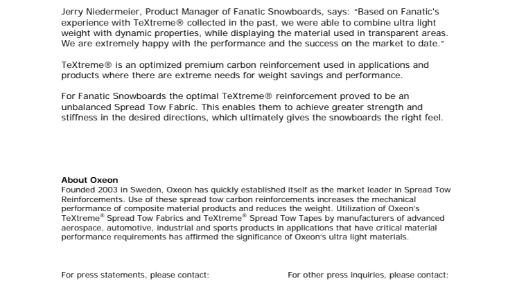 Snowboards latest TeXtreme® application