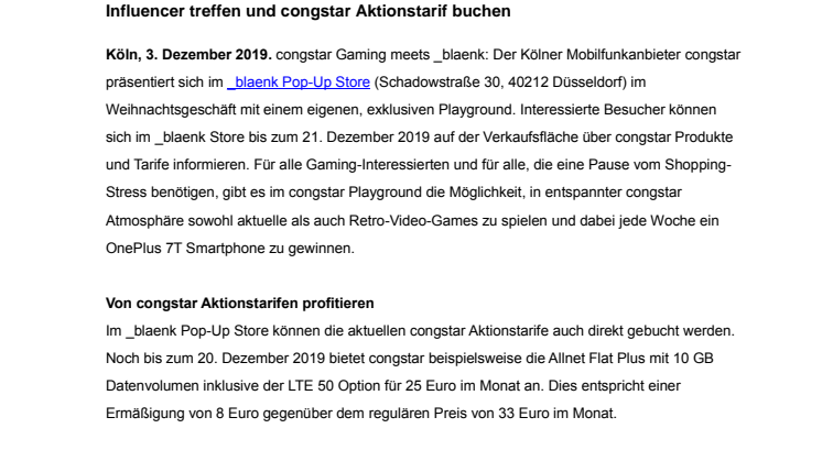 Exklusiv: congstar Playground im _blaenk Store in Düsseldorf
