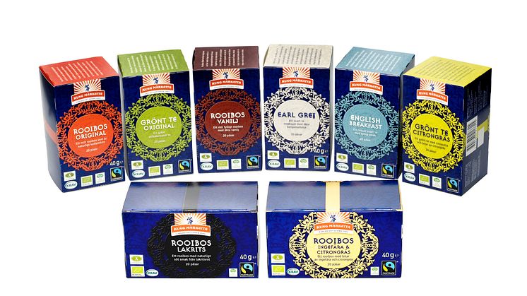 Kung Markattas tefamilj har fått tillökning - Välkomna Roobios Lakrits och Rooibos Ingefära & Citrongräs!