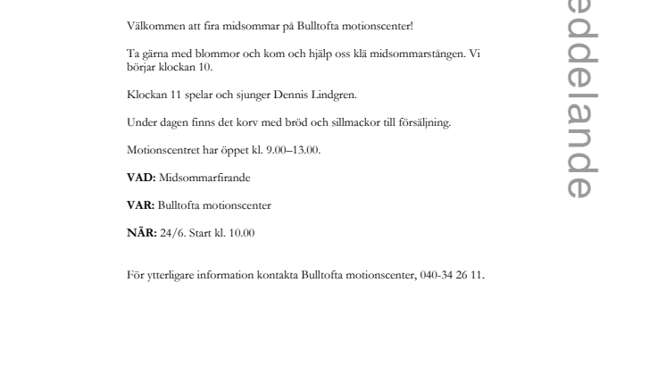 Fira midsommar på Bulltofta motionscenter