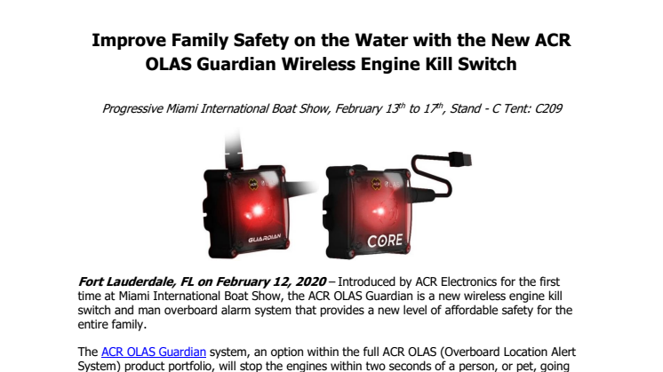 Improve Family Safety on the Water with the New ACR OLAS Guardian Wireless Engine Kill Switch