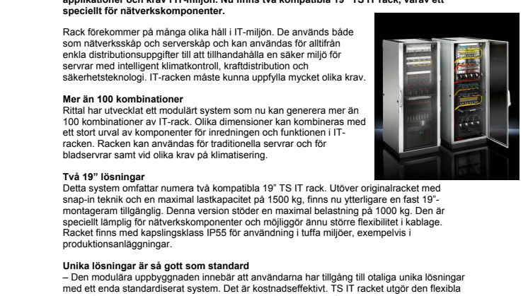 Nya 19”-rack från Rittal möter nya IT-krav på utbyggnad