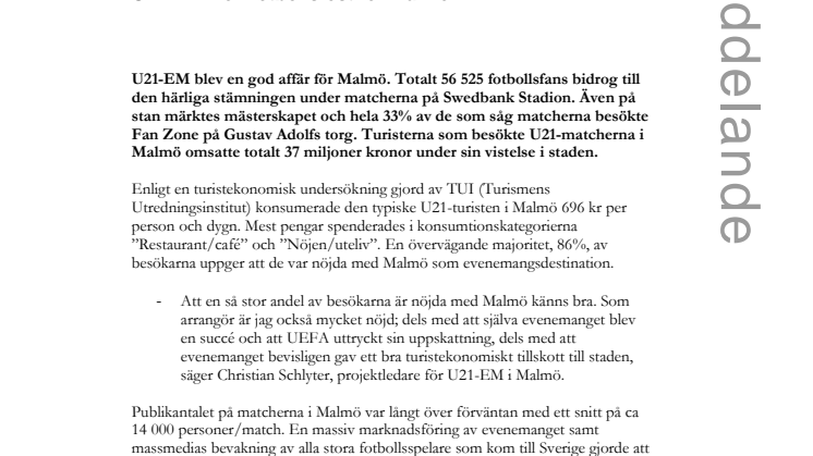 U21-EM - en fotbollsfest för Malmö