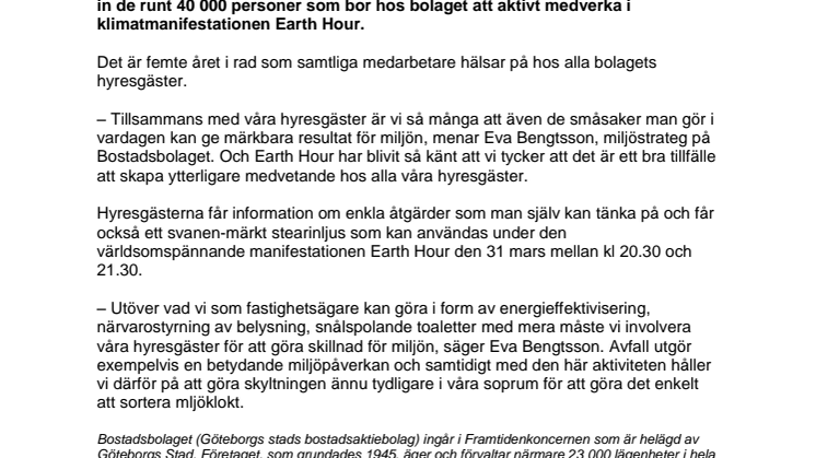 40 000 göteborgare får personligt besök inför Earth Hour