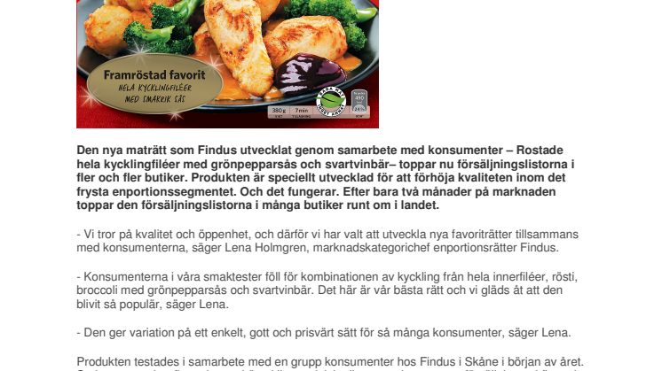 Framröstad favorit från Findus - ny storsäljare inom fryst mat 