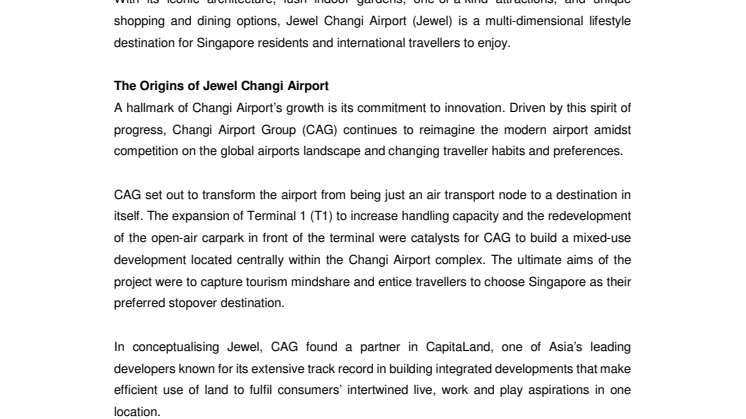 [FACT SHEET] About Jewel Changi Airport