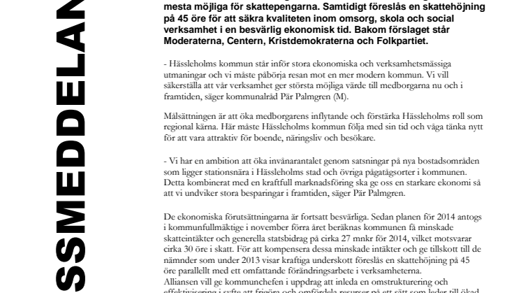 Alliansens förslag till strategisk plan med budget 2014-2017: Rätt resurser till rätt verksamhet – en förändringsresa med medborgaren i centrum