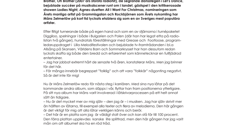 Måns Zelmerlöw biografi