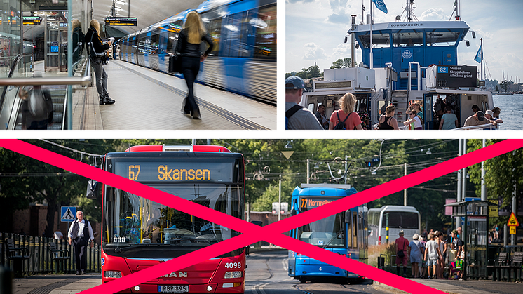 Välj att resa med tunnelbanan och pendelbåtar när trafiken i innerstan spärras av.