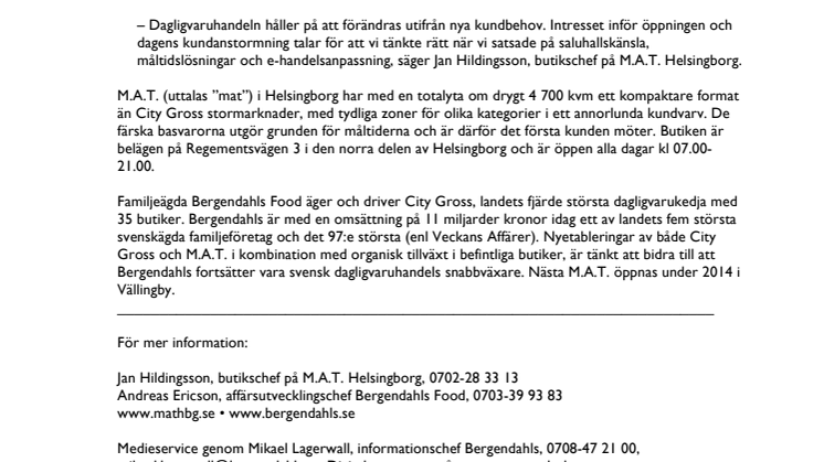 Nya svenska livsmedelskedjan M.A.T. med saluhallskänsla invigd