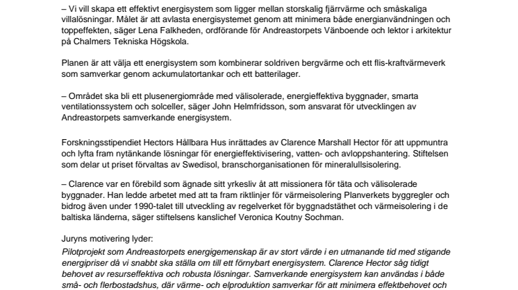 Pressmeddelande Hectors Hållbara Hus