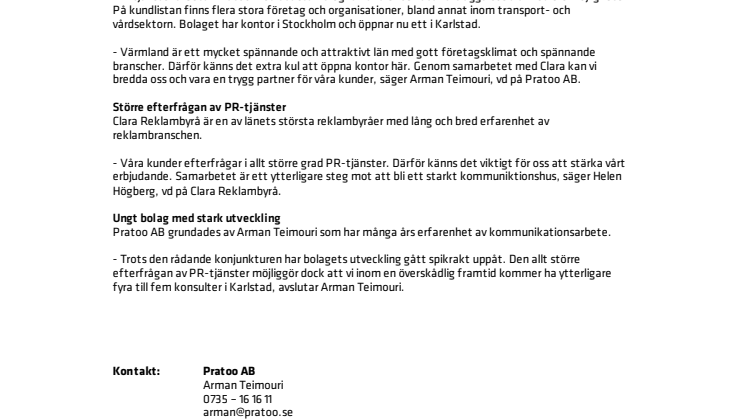 Karlstad: Pratoo + Clara Reklambyrå = sant