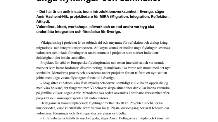 Mira skapar dialog mellan unga flyktingar och samhället