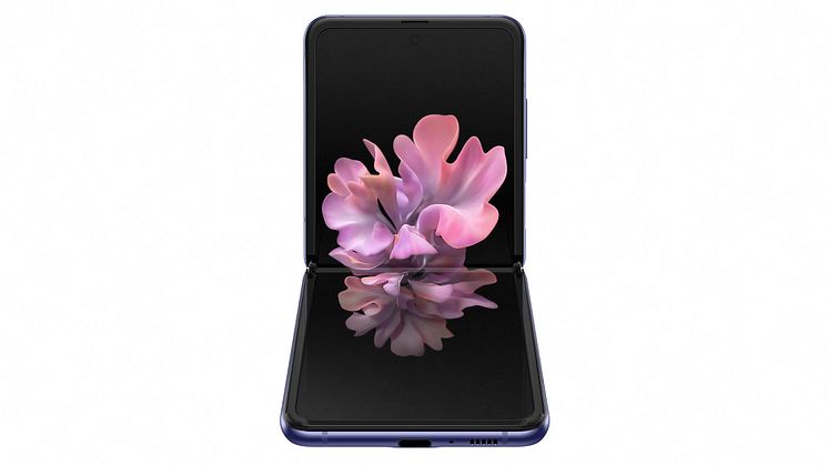 Samsung Galaxy Z Flip_front table top_purple mirror