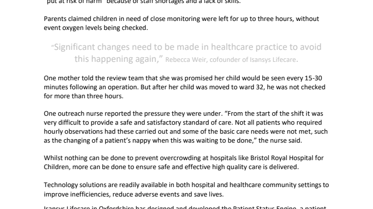 “Significant changes need to be made in healthcare practice to avoid this happening again,” 