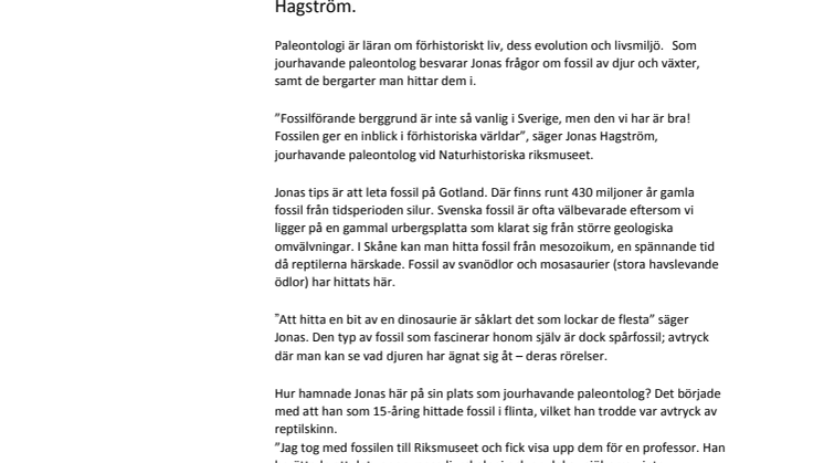 Naturhistoriska riksmuseet får tillskott i sin expertpanel - möt jourhavande paleontolog
