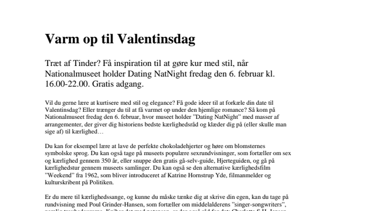 Varm op til Valentinsdag