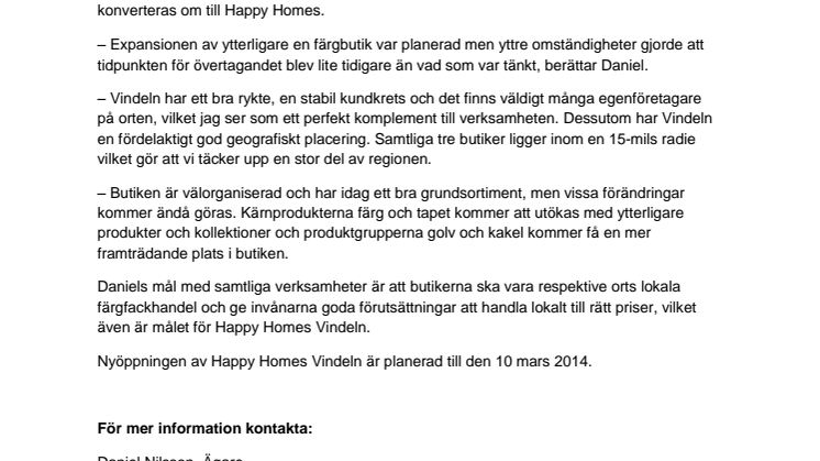 Ny Happy Homes-butik i Vindeln