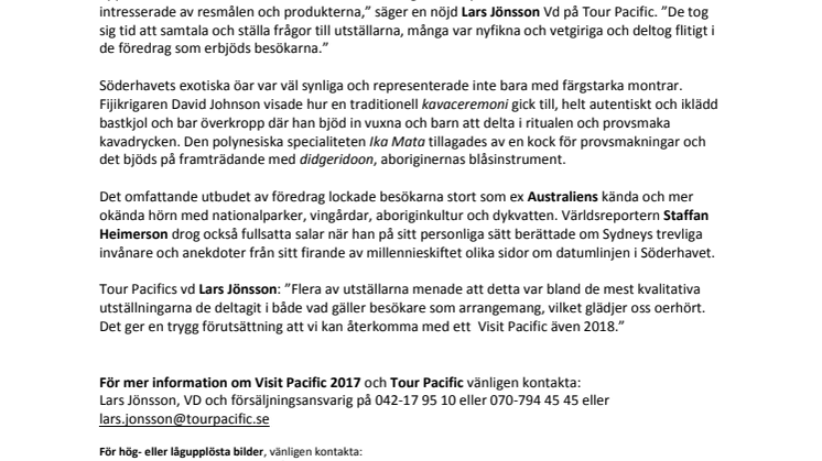 Succé för resemässan Visit Pacific i Malmö 