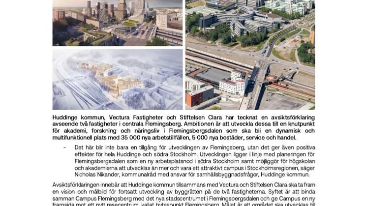 Huddinge kommun, Vectura och Stiftelsen Clara skapar nod för akademi, forskning och näringsliv i Flemingsberg.pdf