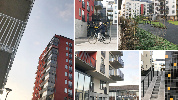 Bildcollage: Nya Vallhamra torg, etapp 2.