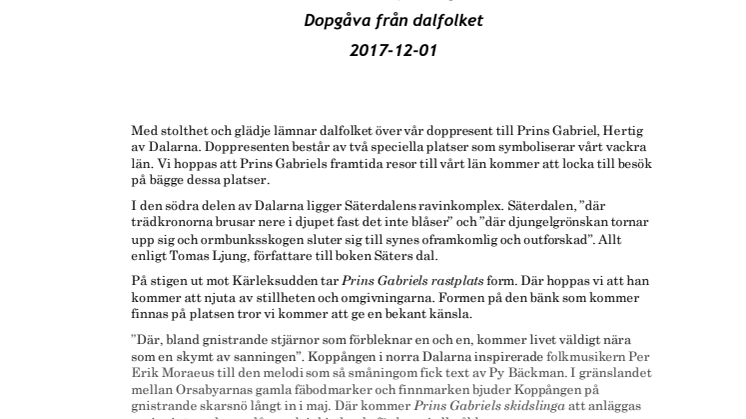 Text på inlaga till doppresenten