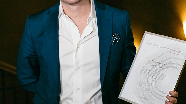 Tryggsams grundare, Per Erlandsson, utsedd till Årets Unga Entreprenör Öst 2016