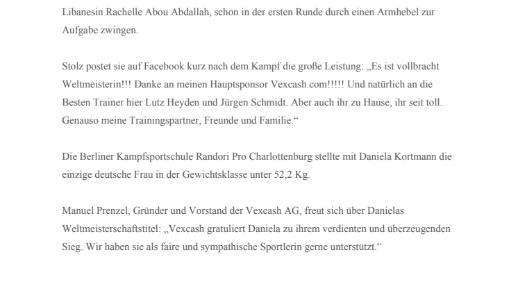Weltmeisterin - Daniela Kortmann holt sich den Titel